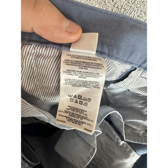 Brooks Brothers 346 Pants Mens 30x30 Blue Chino Casual Flat Front Straight Fit - Picture 14 of 16